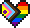 A pride flag coloured heart